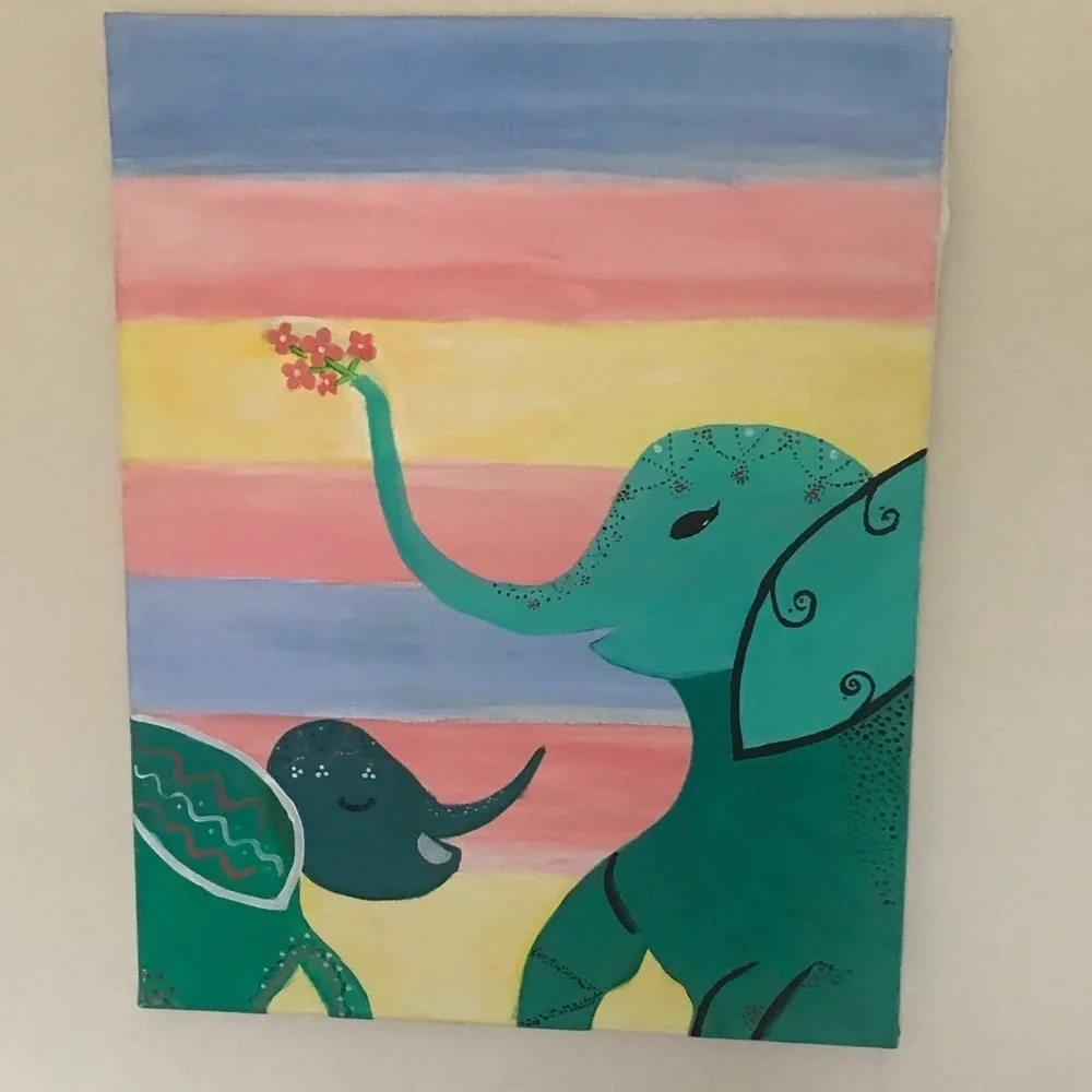 Hand painted canvas of elephants 🐘